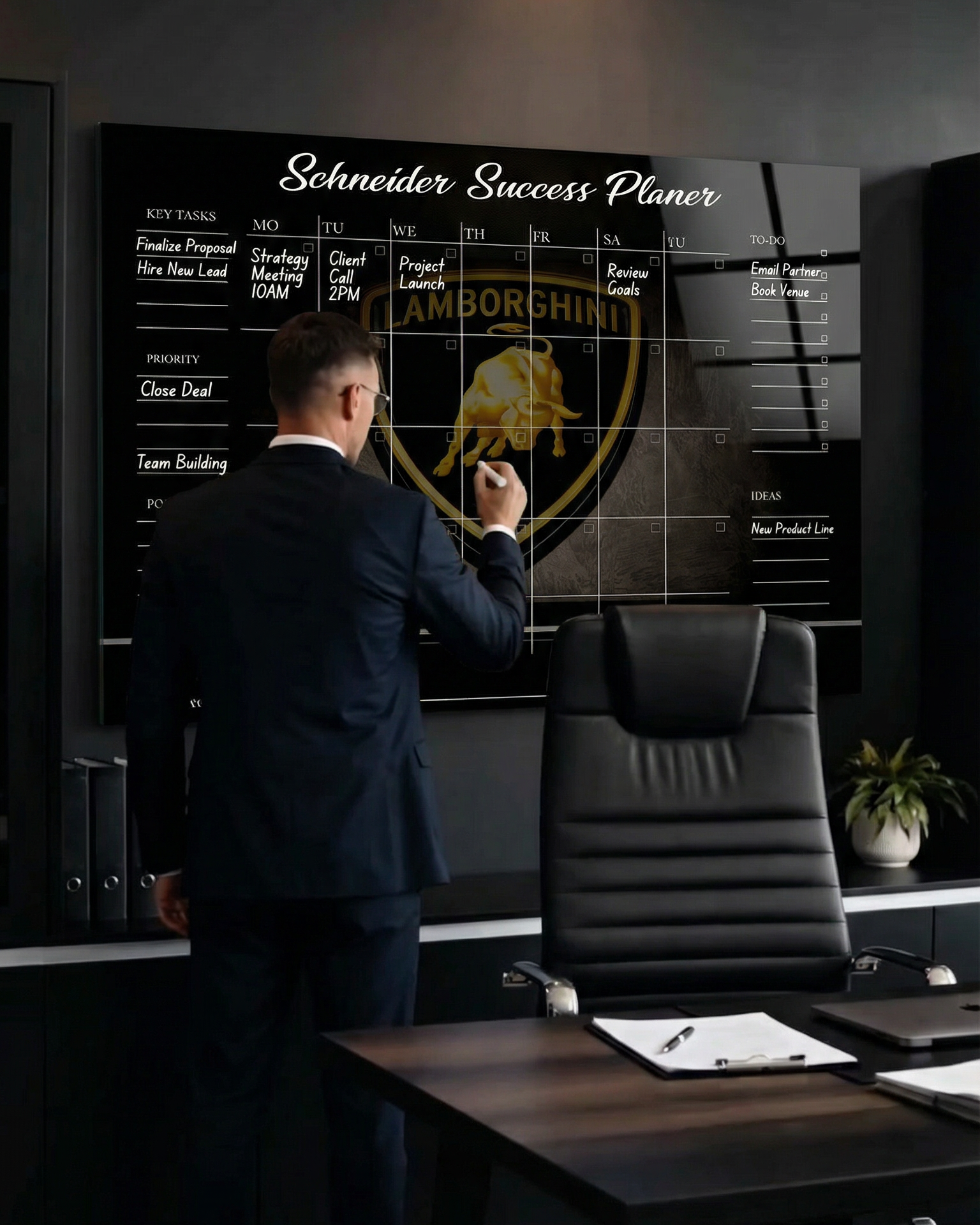 Personalisierter Wochenplaner aus Acrylglas - Luxury Car Logo