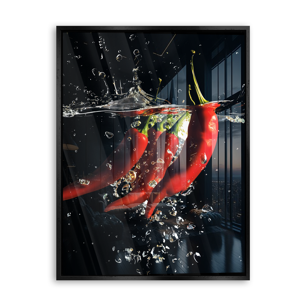 Chili Splash - Acrylglas Schwarz