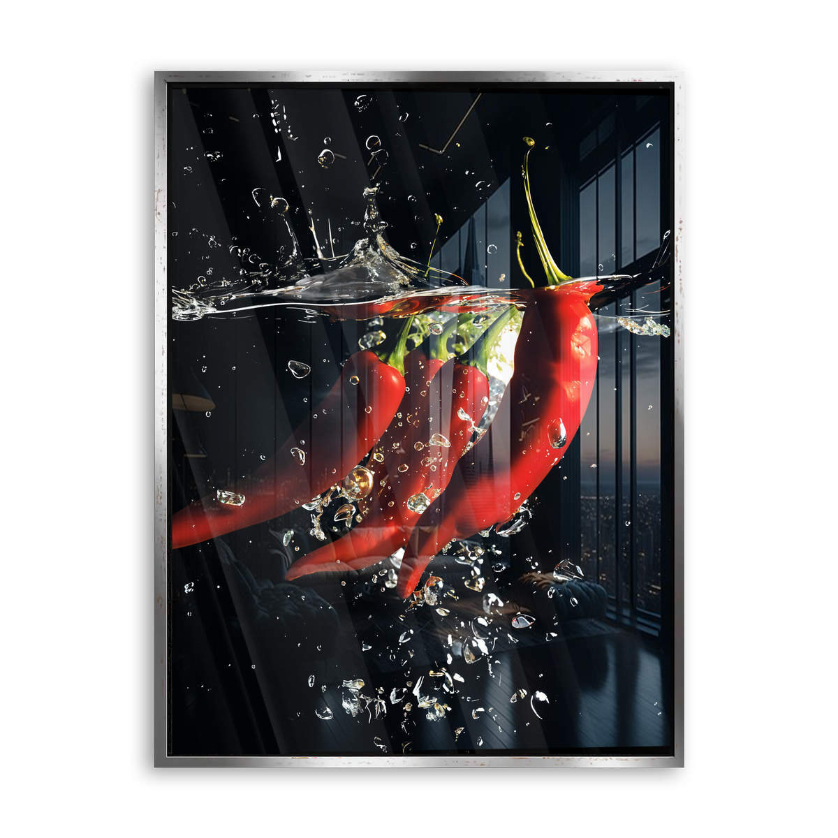 Chili Splash - Acrylglas Silber