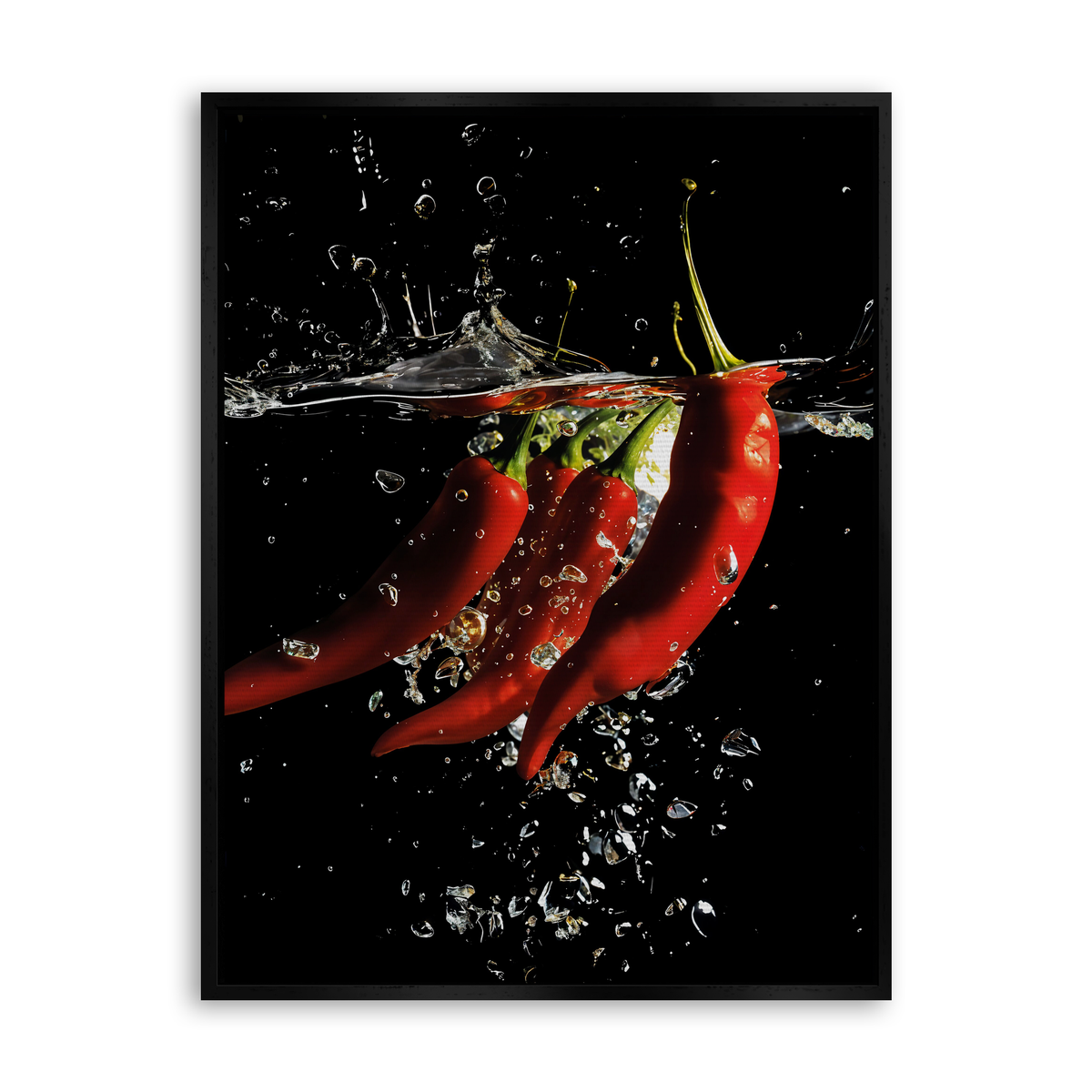 Chili Splash - Leinwand Schwarz