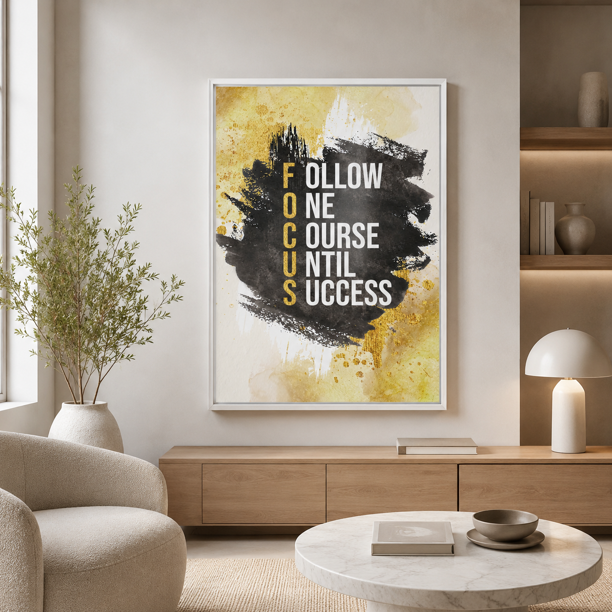 Follow One Course Until Success Interior weißer Rahmen