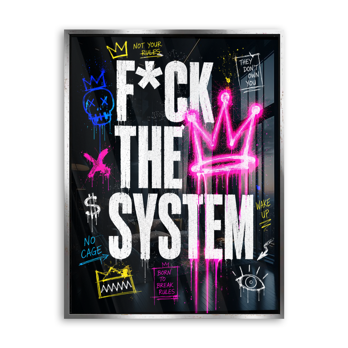 Fuck the System - Acrylglas Silber