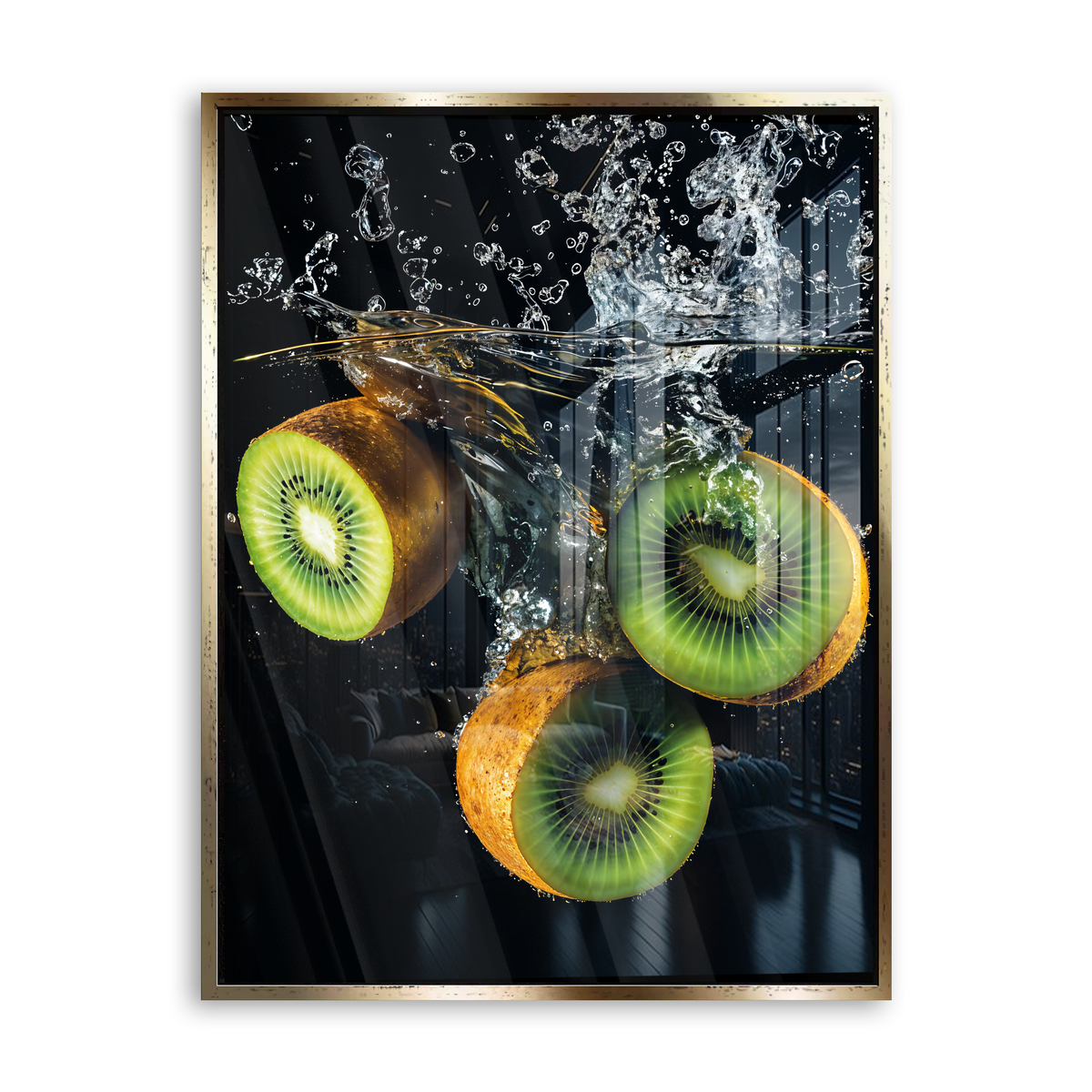 Kiwi Splash - Acrylglas Gold