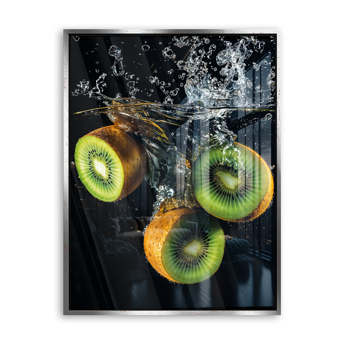 Kiwi Splash - Acrylglas Silber