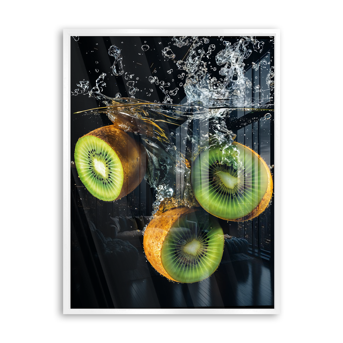 Kiwi Splash - Acrylglas Weiß