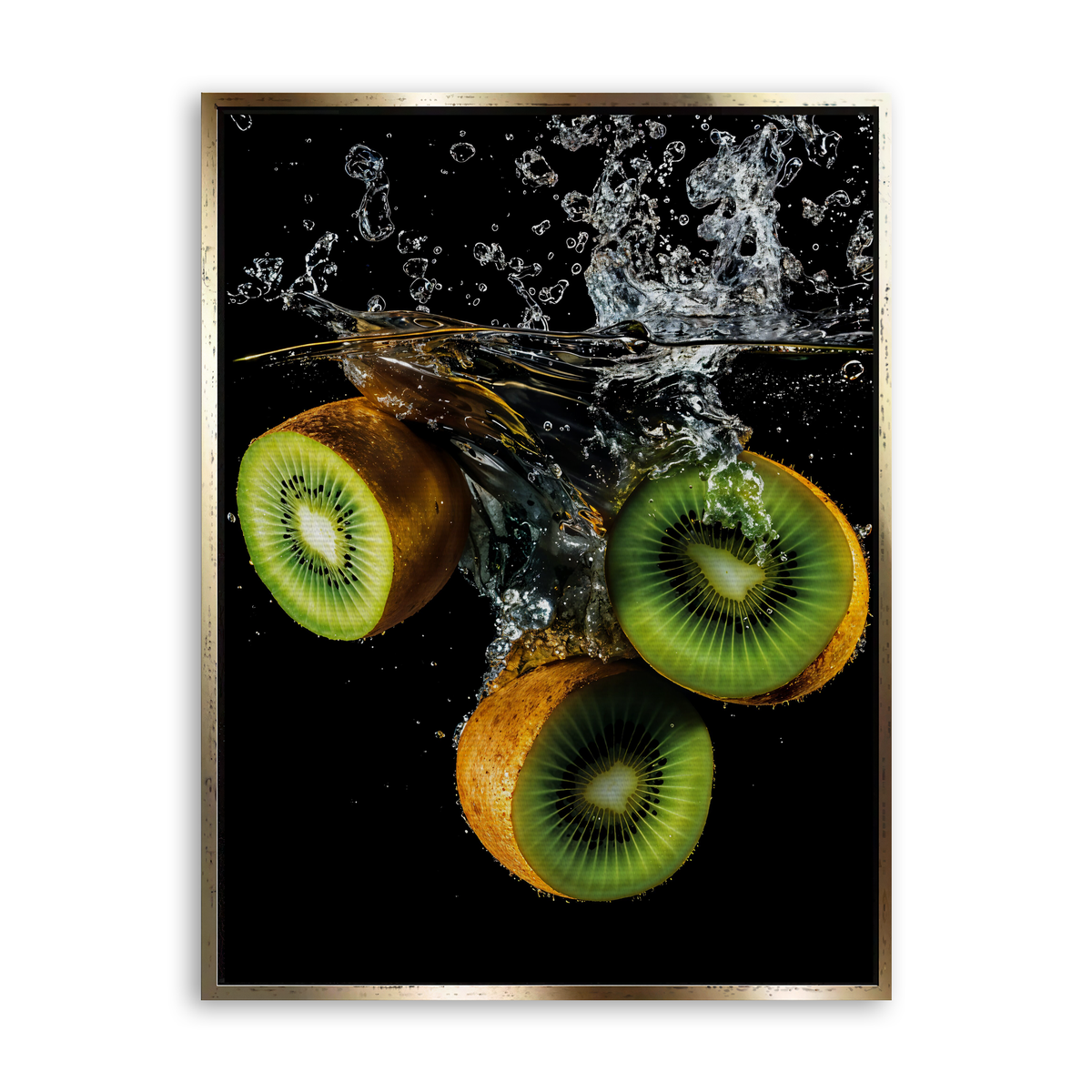 Kiwi Splash - Leinwand Gold