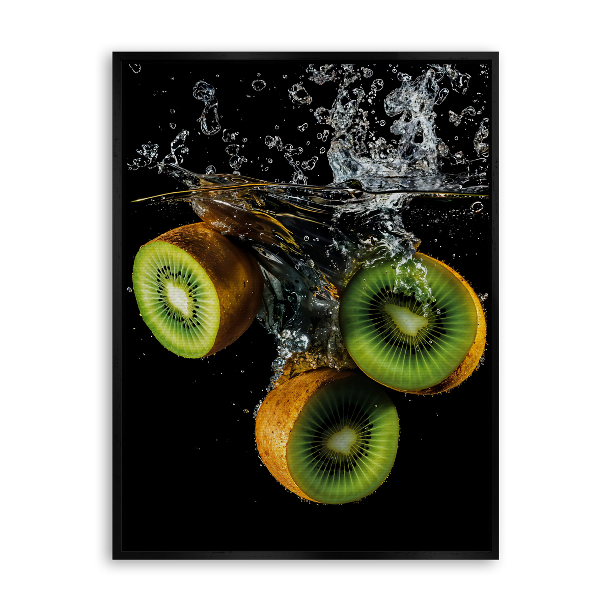 Kiwi Splash - Leinwand Schwarz