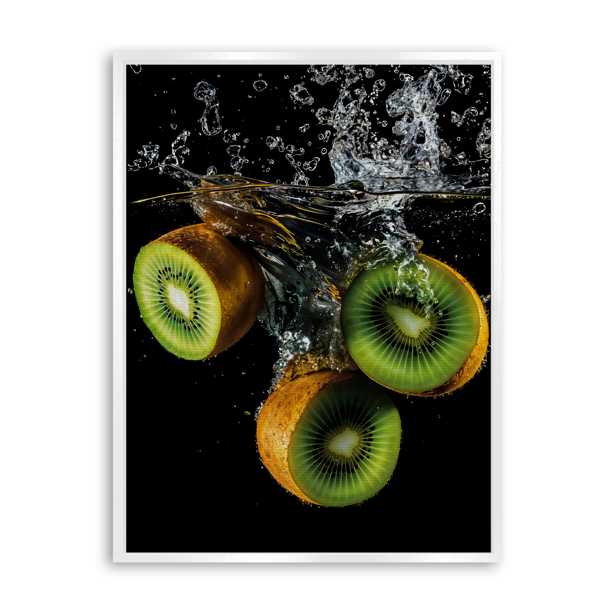 Kiwi Splash - Leinwand Weiß