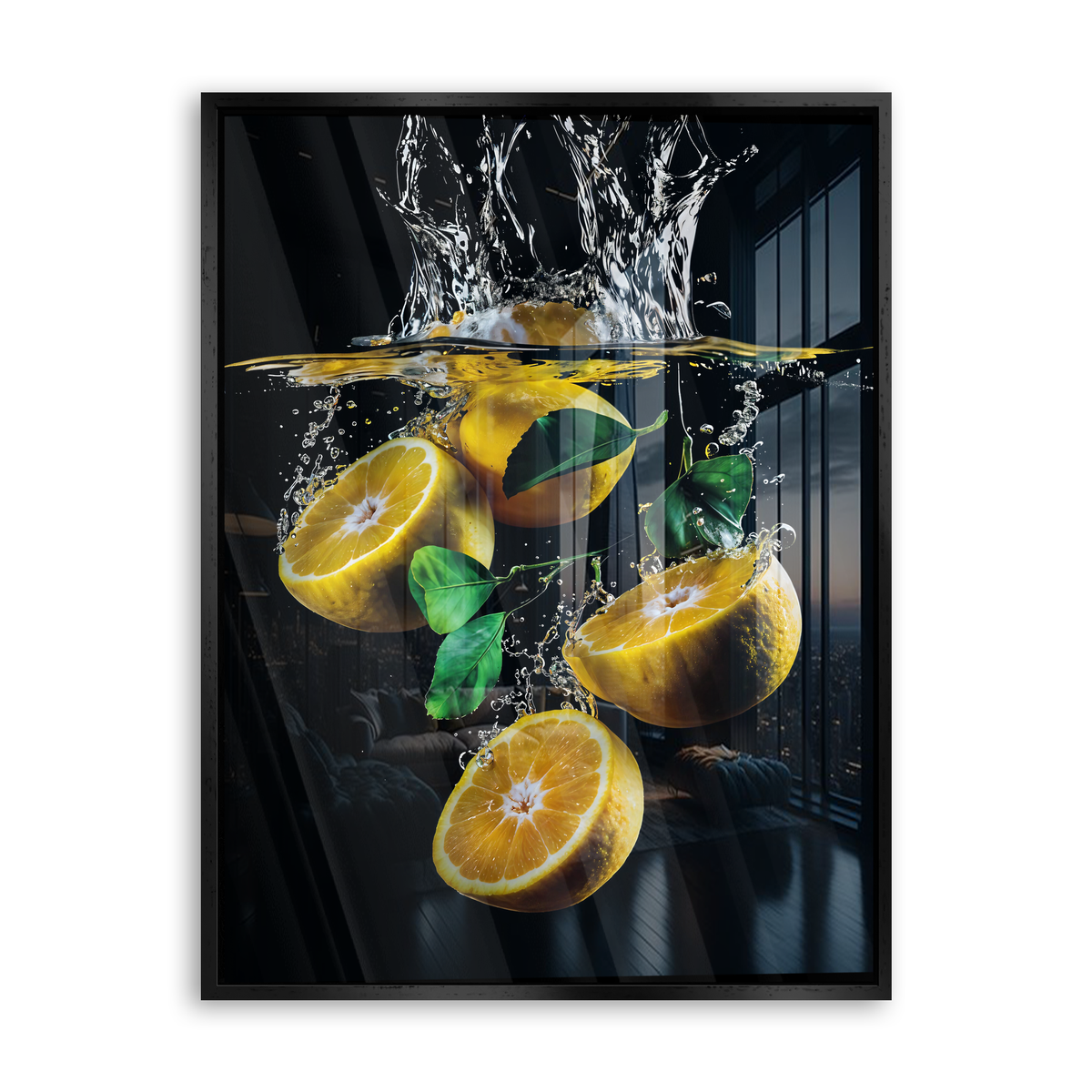 Lemon Splash - Acrylglas Schwarz