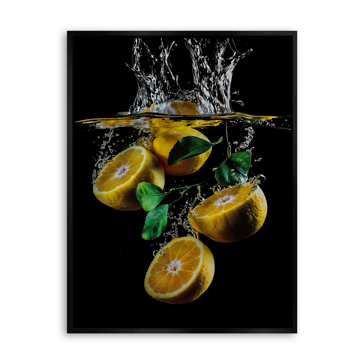 Lemon Splash - Leinwand Schwarz