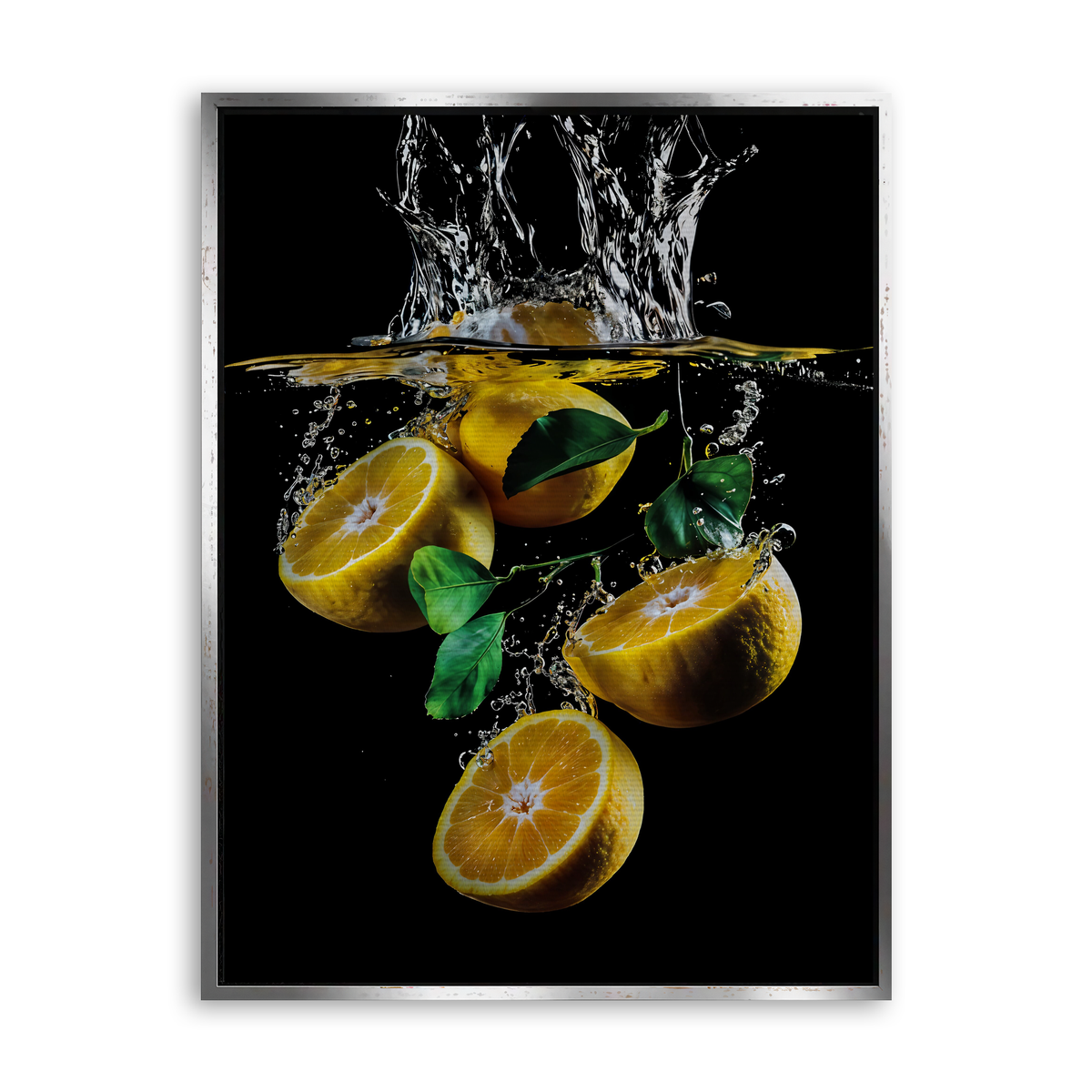 Lemon Splash - Leinwand Silber