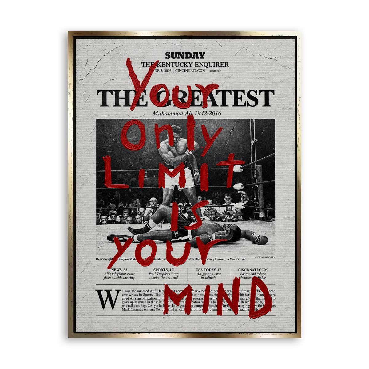 Your Only Limit Is Your Mind - Leinwand Gold